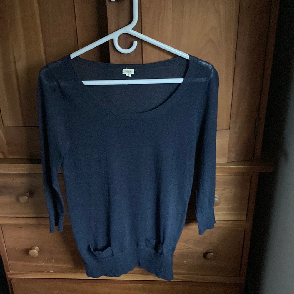 J Crew 3/4 sleeve fine knit lightweight sweater